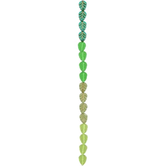 Green Czech Glass Leaf Beads, 10.5mm by Bead Landing&#x2122;